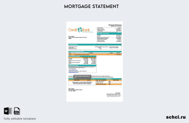 цифровая загрузка выписки по ипотеке Kenya Credit Bank в формате Word и PDF шабл